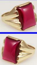 Load image into Gallery viewer, Vintage 1940&#39;s SIGNED Ullenberg Jewelry LARGE 12ct Ruby 10k Solid Yellow Gold Men&#39;s Ring