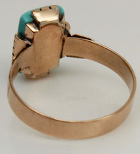 Load image into Gallery viewer, Antique c1890 Victorian RARE Robin's Egg Blue Hand Engraved 10k Solid Rose Gold Ladies Cocktail Ring