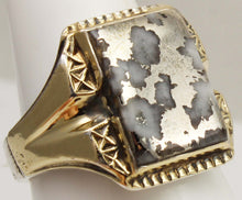 Load image into Gallery viewer, Antique 1920s Art Deco RARE Natural Silver Ore in Quartz Solid Sterling Silver &amp; 10k Gold Men's Ring