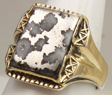 Load image into Gallery viewer, Antique 1920s Art Deco RARE Natural Silver Ore in Quartz Solid Sterling Silver &amp; 10k Gold Men's Ring