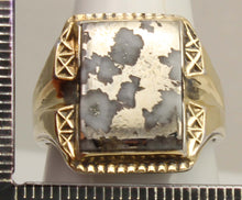 Load image into Gallery viewer, Antique 1920s Art Deco RARE Natural Silver Ore in Quartz Solid Sterling Silver &amp; 10k Gold Men's Ring