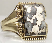 Load image into Gallery viewer, Antique 1920s Art Deco RARE Natural Silver Ore in Quartz Solid Sterling Silver &amp; 10k Gold Men's Ring