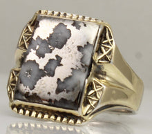 Load image into Gallery viewer, Antique 1920s Art Deco RARE Natural Silver Ore in Quartz Solid Sterling Silver &amp; 10k Gold Men's Ring