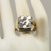 Load image into Gallery viewer, Antique 1920s Art Deco RARE Natural Silver Ore in Quartz Solid Sterling Silver &amp; 10k Gold Men's Ring