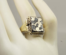 Load image into Gallery viewer, Antique 1920s Art Deco RARE Natural Silver Ore in Quartz Solid Sterling Silver &amp; 10k Gold Men's Ring