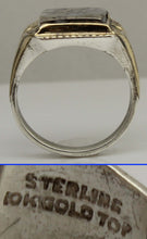 Load image into Gallery viewer, Antique 1920s Art Deco RARE Natural Silver Ore in Quartz Solid Sterling Silver &amp; 10k Gold Men's Ring