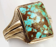 Load image into Gallery viewer, Antique 1920&#39;s Art Deco Ostby &amp; Barton Natural RARE #8 Mine Turquoise Silver &amp; 10k Gold Men&#39;s Ring