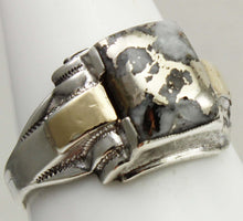 Load image into Gallery viewer, Antique 1920's Art Deco SIGNED Ostby &amp; Barton RARE Silver Ore in Quartz Silver &amp; 10k Gold Men's Ring