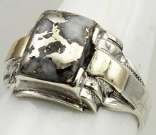 Load image into Gallery viewer, Antique 1920's Art Deco SIGNED Ostby &amp; Barton RARE Silver Ore in Quartz Silver &amp; 10k Gold Men's Ring