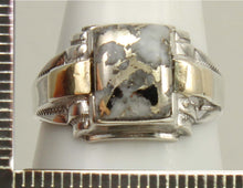 Load image into Gallery viewer, Antique 1920's Art Deco SIGNED Ostby &amp; Barton RARE Silver Ore in Quartz Silver &amp; 10k Gold Men's Ring