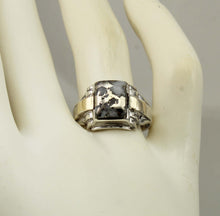 Load image into Gallery viewer, Antique 1920's Art Deco SIGNED Ostby &amp; Barton RARE Silver Ore in Quartz Silver &amp; 10k Gold Men's Ring