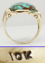 Load image into Gallery viewer, Antique 1920&#39;s Art Deco RARE COLLAPSED RED/ORANGE Matrix Kingman Turquoise 10k Solid Gold Men&#39;s Ring