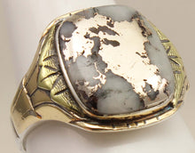 Load image into Gallery viewer, Antique 1920's Art Deco RARE Natural Silver Ore in Quartz Solid Sterling Silver &amp; 10k Gold Mens Ring