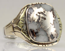 Load image into Gallery viewer, Antique 1920's Art Deco RARE Natural Silver Ore in Quartz Solid Sterling Silver &amp; 10k Gold Mens Ring