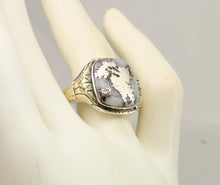Load image into Gallery viewer, Antique 1920's Art Deco RARE Natural Silver Ore in Quartz Solid Sterling Silver &amp; 10k Gold Mens Ring
