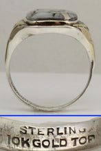 Load image into Gallery viewer, Antique 1920's Art Deco RARE Natural Silver Ore in Quartz Solid Sterling Silver &amp; 10k Gold Mens Ring
