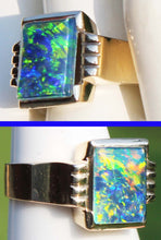 Load image into Gallery viewer, Antique 1920&#39;s Art Deco RARE COLOR SHIFT BRIGHT RAINBOW Natural Opal 10k Solid Yellow Gold Men&#39;s Ring