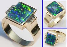 Load image into Gallery viewer, Antique 1920&#39;s Art Deco RARE COLOR SHIFT BRIGHT RAINBOW Natural Opal 10k Solid Yellow Gold Men&#39;s Ring