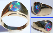 Load image into Gallery viewer, Vintage 1950's RAINBOW Opal 10k Solid Yellow Gold Men's Ring