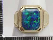 Load image into Gallery viewer, Antique 1920&#39;s Art Deco SIGNED Ostby &amp; Barton BLUE GREEN RARE Black Opal 10k Solid Gold Men&#39;s Ring