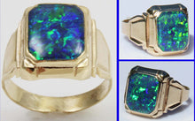 Load image into Gallery viewer, Antique 1920&#39;s Art Deco SIGNED Ostby &amp; Barton BLUE GREEN RARE Black Opal 10k Solid Gold Men&#39;s Ring