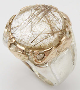 Golden Rutile 925 Silver Plated Handmade Jewelry Ring US Size 10.25 R-19525