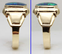 Load image into Gallery viewer, Antique 1920&#39;s Art Deco SIGNED Ostby &amp; Barton BLUE GREEN RARE Black Opal 10k Solid Gold Men&#39;s Ring