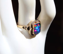 Load image into Gallery viewer, RARE Antique 1920's Art Deco Opal &amp; Turquoise 10k Solid Gold Cocktail Reversible Flip Ring