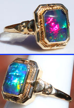 Load image into Gallery viewer, RARE Antique 1920's Art Deco Opal &amp; Turquoise 10k Solid Gold Cocktail Reversible Flip Ring