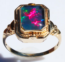 Load image into Gallery viewer, RARE Antique 1920's Art Deco Opal &amp; Turquoise 10k Solid Gold Cocktail Reversible Flip Ring