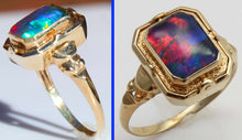 Load image into Gallery viewer, RARE Antique 1920's Art Deco Opal &amp; Turquoise 10k Solid Gold Cocktail Reversible Flip Ring
