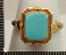 Load image into Gallery viewer, RARE Antique 1920's Art Deco Opal &amp; Turquoise 10k Solid Gold Cocktail Reversible Flip Ring