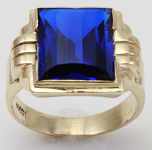 Load image into Gallery viewer, Antique 1920&#39;s Art Deco LARGE 9ct RARE Barrel Cut Blue Spinel 10k Solid Yellow Gold Men&#39;s Ring