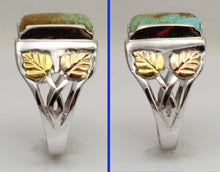 Load image into Gallery viewer, Estate RARE Natural #8 Mine Nevada Turquoise 12k Solid Rose &amp; Green Gold &amp; Sterling Silver Mens Ring