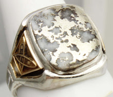 Load image into Gallery viewer, Vintage 1940's SIGNED Ostby &amp; Barton RARE Silver in Quartz Alaska Themed Silver &amp; 10k Gold Mens Ring