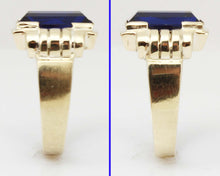 Load image into Gallery viewer, Antique 1920&#39;s Art Deco LARGE 9ct RARE Barrel Cut Blue Spinel 10k Solid Yellow Gold Men&#39;s Ring