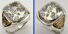 Load image into Gallery viewer, Vintage 1940's SIGNED Ostby &amp; Barton RARE Silver in Quartz Alaska Themed Silver &amp; 10k Gold Mens Ring