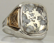 Load image into Gallery viewer, Vintage 1940's SIGNED Ostby &amp; Barton RARE Silver in Quartz Alaska Themed Silver &amp; 10k Gold Mens Ring