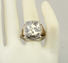 Load image into Gallery viewer, Vintage 1940's SIGNED Ostby &amp; Barton RARE Silver in Quartz Alaska Themed Silver &amp; 10k Gold Mens Ring