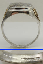 Load image into Gallery viewer, Vintage 1940's SIGNED Ostby &amp; Barton RARE Silver in Quartz Alaska Themed Silver &amp; 10k Gold Mens Ring