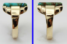 Load image into Gallery viewer, Antique 1920&#39;s Art Deco RARE COLLAPSED RED/ORANGE Matrix Kingman Turquoise 10k Solid Gold Men&#39;s Ring