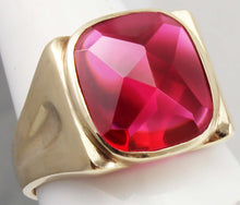 Load image into Gallery viewer, Antique 1920&#39;s Art Deco LARGE 12ct Faceted Top Cushion Cut Ruby 10k Solid Yellow Gold Men&#39;s Ring