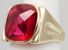 Load image into Gallery viewer, Antique 1920&#39;s Art Deco LARGE 12ct Faceted Top Cushion Cut Ruby 10k Solid Yellow Gold Men&#39;s Ring