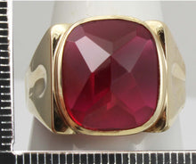 Load image into Gallery viewer, Antique 1920&#39;s Art Deco LARGE 12ct Faceted Top Cushion Cut Ruby 10k Solid Yellow Gold Men&#39;s Ring