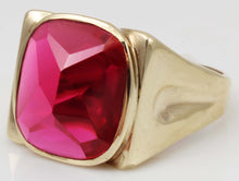 Load image into Gallery viewer, Antique 1920&#39;s Art Deco LARGE 12ct Faceted Top Cushion Cut Ruby 10k Solid Yellow Gold Men&#39;s Ring