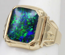 Load image into Gallery viewer, Antique 1920&#39;s Art Deco Ostby &amp; Barton UNIQUE COLOR SHIFT Natural Opal 10k Solid Gold Men&#39;s Ring