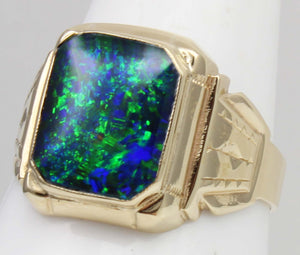 Antique 1920's Art Deco Ostby & Barton UNIQUE COLOR SHIFT Natural Opal 10k Solid Gold Men's Ring