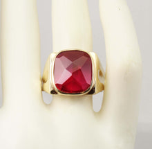 Load image into Gallery viewer, Antique 1920&#39;s Art Deco LARGE 12ct Faceted Top Cushion Cut Ruby 10k Solid Yellow Gold Men&#39;s Ring