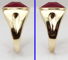 Load image into Gallery viewer, Antique 1920&#39;s Art Deco LARGE 12ct Faceted Top Cushion Cut Ruby 10k Solid Yellow Gold Men&#39;s Ring