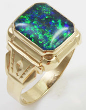 Load image into Gallery viewer, Antique 1920&#39;s Art Deco Ostby &amp; Barton UNIQUE COLOR SHIFT Natural Opal 10k Solid Gold Men&#39;s Ring